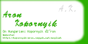 aron kopornyik business card